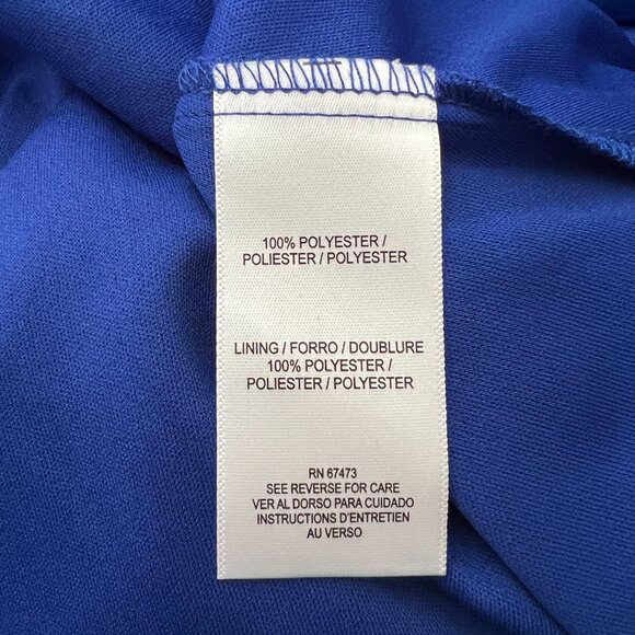 Julian Taylor Blue White Polka Dot Polyester 3/4 Sleeves Faux Wrap Dress 14W - Picture 9 of 10